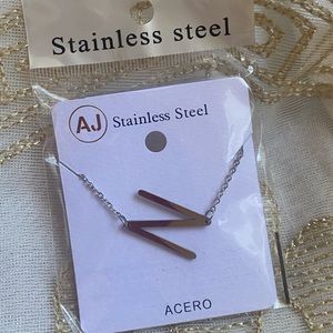 Stainless Steel Silver Letter N Necklace Holiday Gift